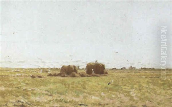 Les Foins En Hollande Oil Painting by Adriaan Josef Heymans