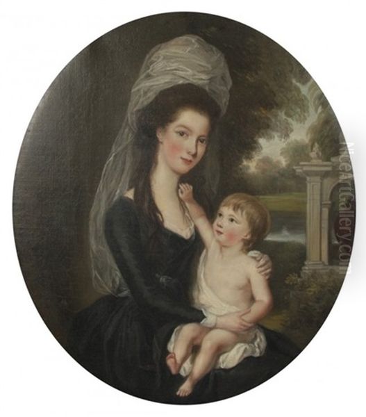 Portrait Of A Mother And Child Oil Painting by Thomas Hickey