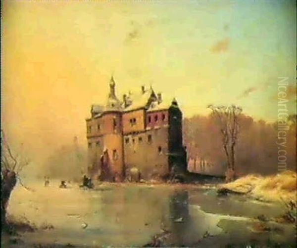 Wasserschloss Im Winter Oil Painting by Carl Hilgers