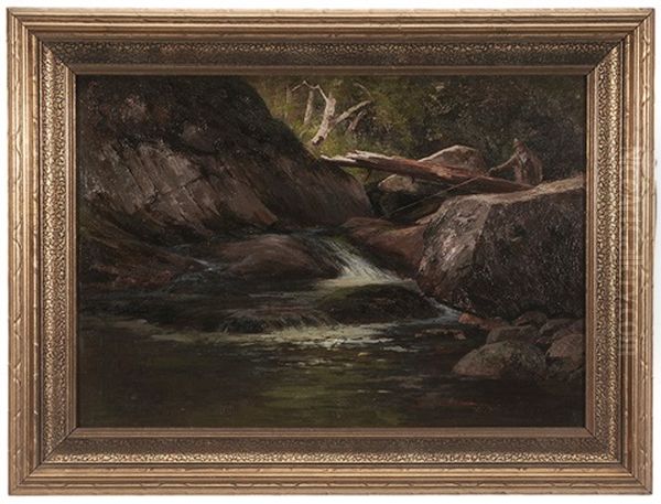 Fisherman At A Cascade Oil Painting by Edward Hill