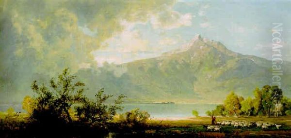 View Of Mt. Tamalpais From Across Richardson Bay Oil Painting by Thomas Hill
