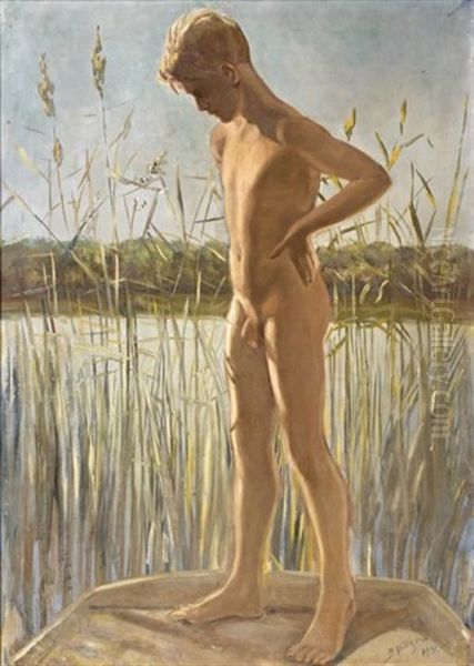 L'enfant Nu Oil Painting by Bror Hillgren