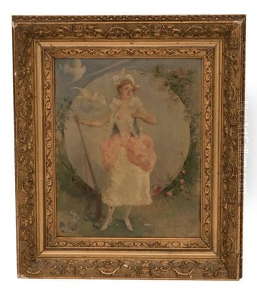 Elegante Au Fusil Et Tourterelles Oil Painting by Marie Felix Hippolyte-Lucas