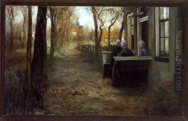 Dutch Women Conversing Oil Painting by George Hitchcock
