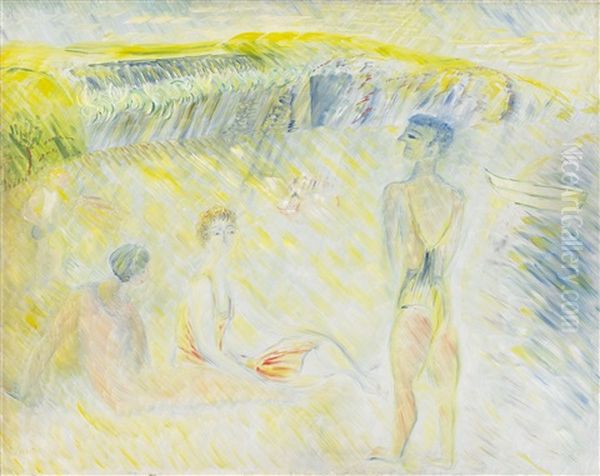 Badstranden Vid Medelhavet Oil Painting by Sigrid (Maria) Hjerten