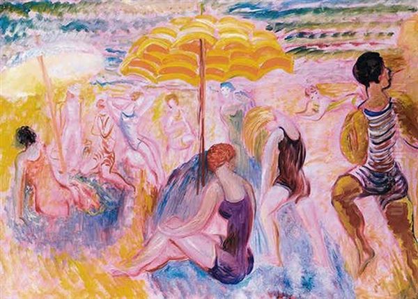 Badliv (bathers) Oil Painting by Sigrid (Maria) Hjerten