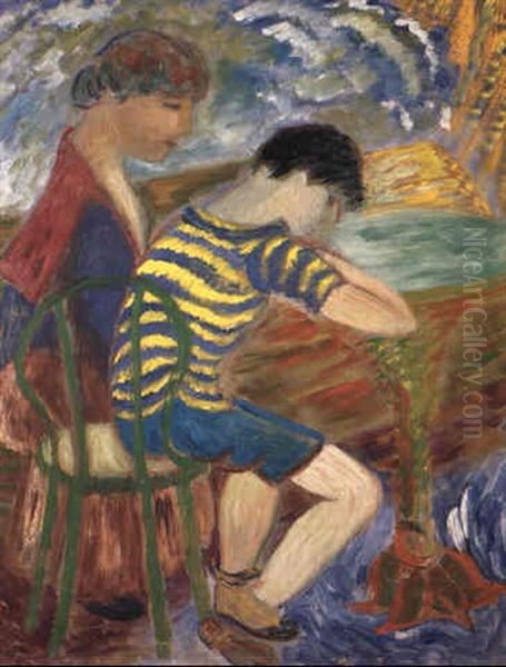 Ivan Och Berthe Oil Painting by Sigrid (Maria) Hjerten