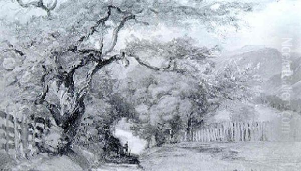 Landschaft Mit Figurlicher Staffage Oil Painting by Anton Hlavacek