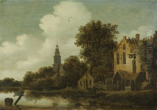 Kanallandschaft Oil Painting by Meindert Hobbema