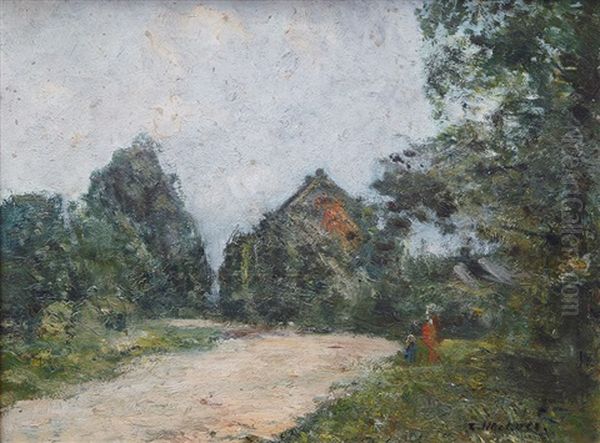 Mother And Child Taking A Walk Oil Painting by Rudolf Hoeckner