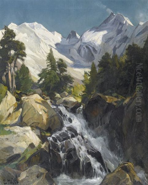Sommerliche Ansicht Von Der Bernina Im Engadin Oil Painting by Ernst Hodel the Younger