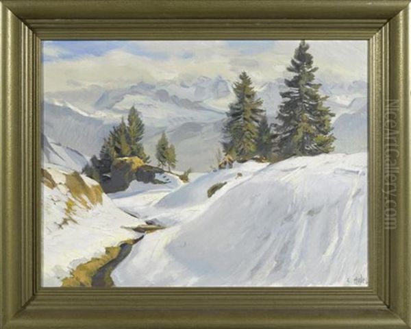 Rigilandschaft Im Winter Oil Painting by Ernst Hodel the Younger