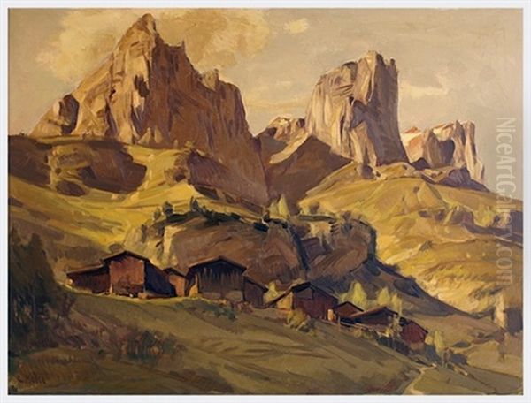 Mountain Landscape Oil Painting by Ernst Hodel the Younger