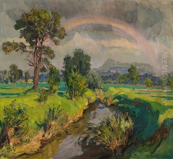 Landscape In Waldibrucke, Seetal Oil Painting by Ernst Hodel the Younger