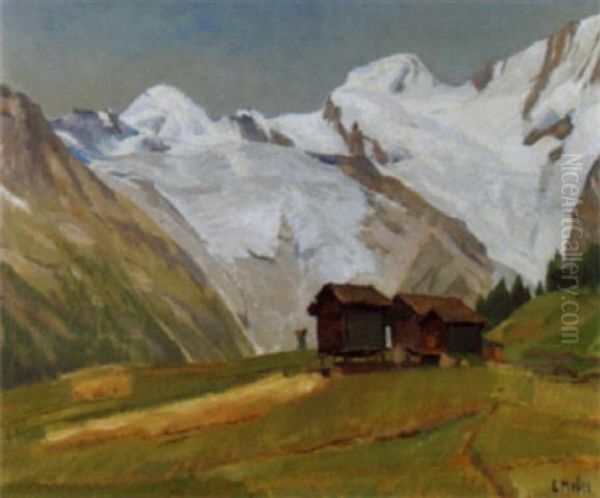 Sommerliche Gebirgslandschaft Im Wallis Oil Painting by Ernst Hodel the Younger
