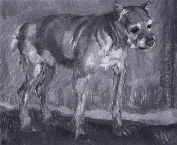 Pinscher Oil Painting by Ernst Hodel the Younger