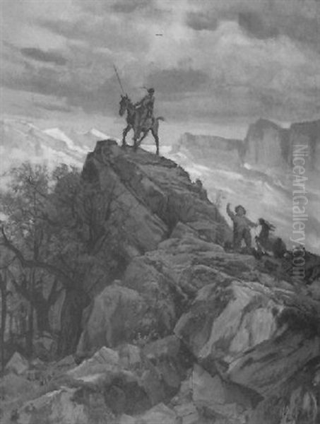 Don Quichotte Und Sancho Pansa Bei Einem Felsvorsprung Oil Painting by Ernst Hodel the Younger