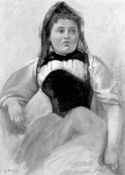 Junge Frau In Luzerner Tracht Oil Painting by Ernst Hodel the Younger