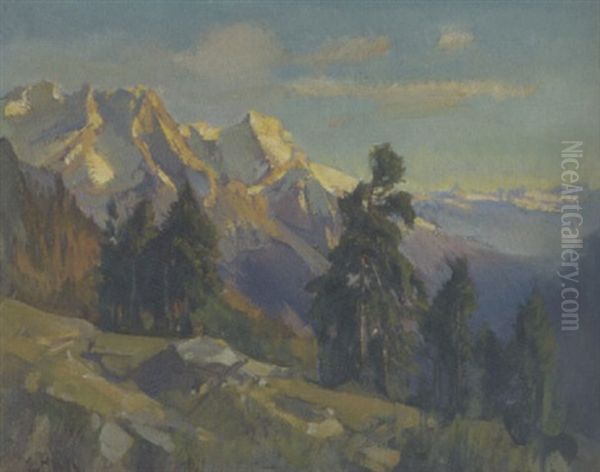 Walenstocke Bei Trubsee Oil Painting by Ernst Hodel the Younger