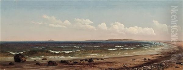 'long Beach From Nature' Nahant, Massachussetts Oil Painting by Sylvester Phelps Hodgdon