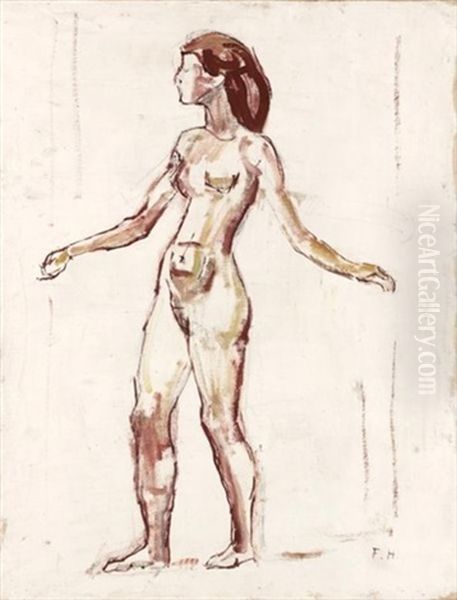 Nach Links Schreitender Weiblicher Akt Oil Painting by Ferdinand Hodler