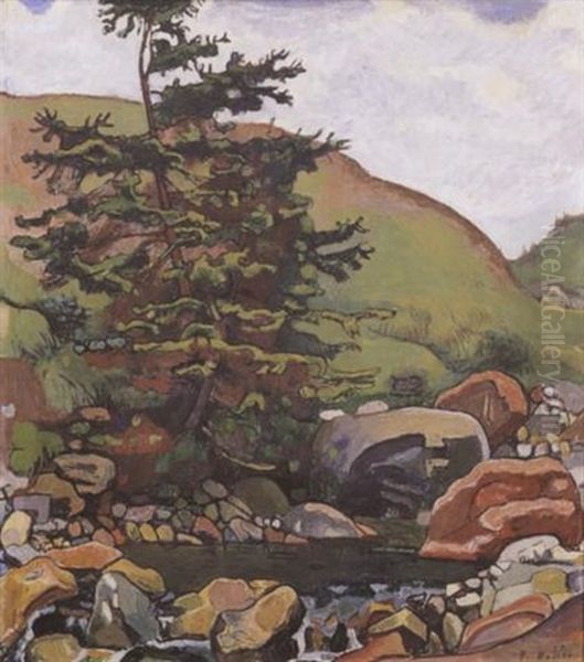 Bach Mit Baum Und Felsen Oil Painting by Ferdinand Hodler