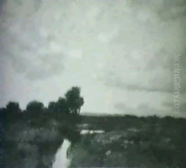 Twilight Over The Marshes Oil Painting by Arthur Hoeber