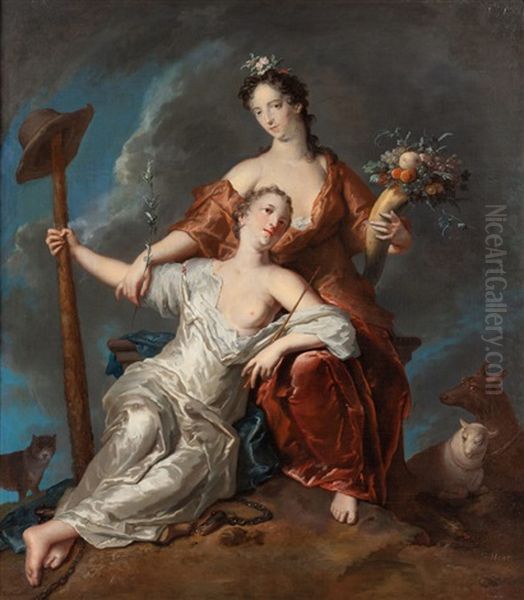 Onfale Y Pomona Oil Painting by Gerard Hoet