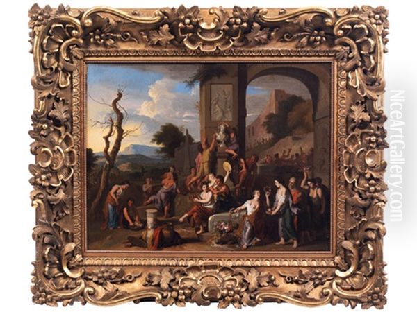 Opferfest Zwischen Antiken Ruinen Oil Painting by Gerard Hoet the Elder