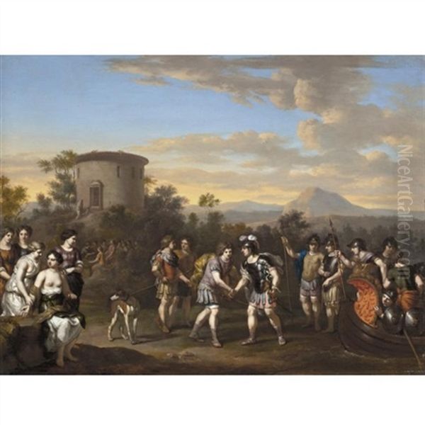 The Arrival Of Aeneas At Pallanteum Oil Painting by Gerard Hoet the Elder