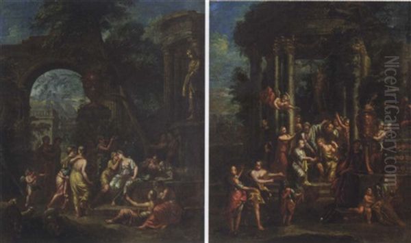 Mirtillo Kissing Amarillis Oil Painting by Gerard Hoet the Elder
