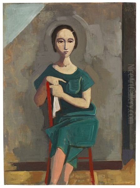 Im Grunen Kleid Oil Painting by Karl Hofer