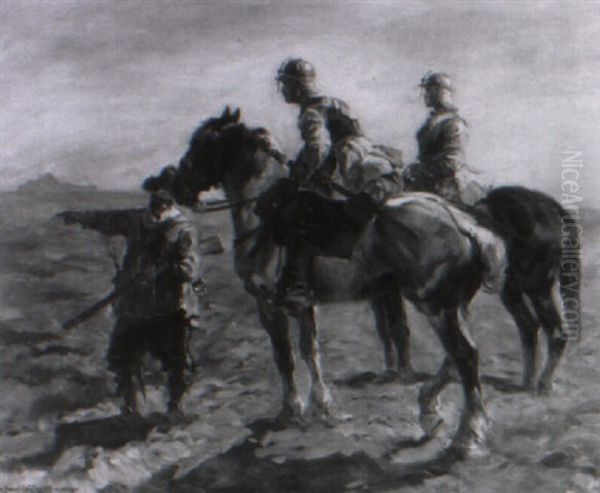 Zwei Soldaten Zu Pferd Aus Der Zeit Des Dreisigj,hrigen Krieges Oil Painting by Anton Hoffmann