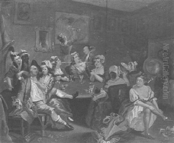 The Rake At The Red Rose Tavern Oil Painting by William Hogarth