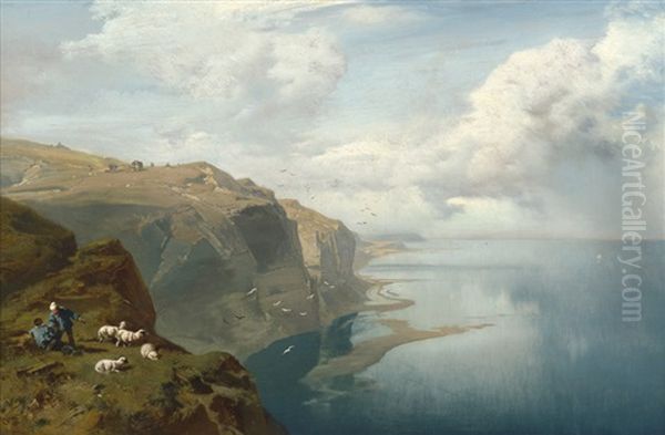 Die Klippen Von Etretat Oil Painting by Charles Hoguet