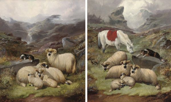 Scene In Glen Nevis, Scotland; And Scene In Glen Ogle,scotland Oil Painting by John Barker