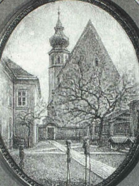 Church In Vienna Oil Painting by Franz Hohenberger