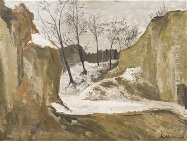 Winter Oil Painting by Karel Holan