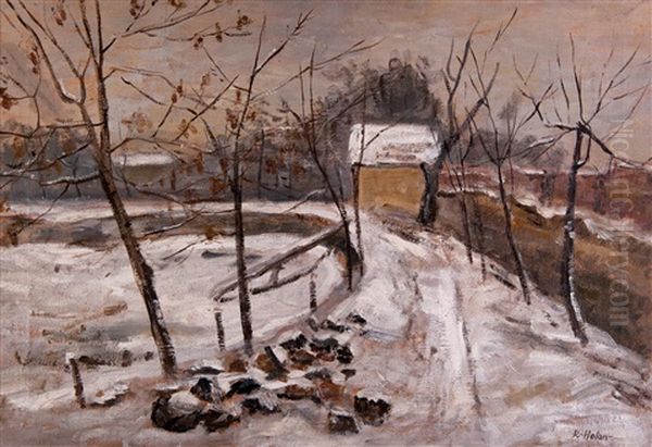 Winter Mood Oil Painting by Karel Holan