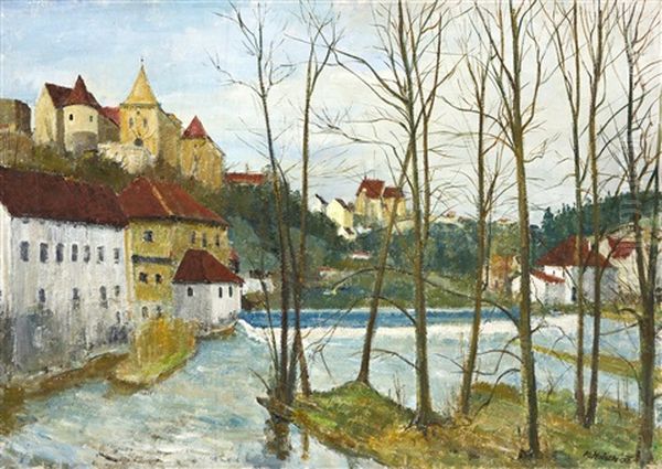 Bechyne Oil Painting by Karel Holan