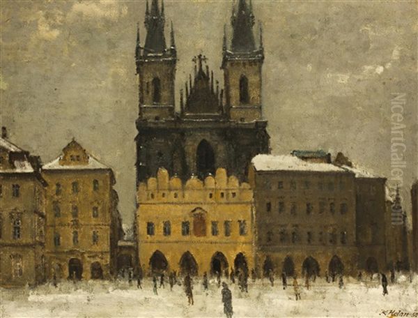 Blick Auf Die Teinskirche Oil Painting by Karel Holan