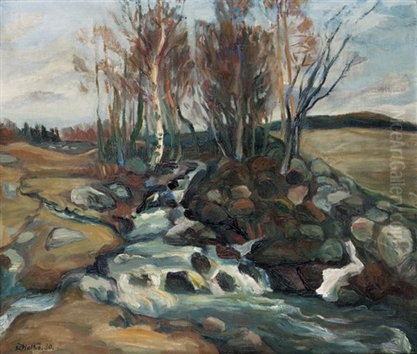River Landscape Oil Painting by Kristen Holbo