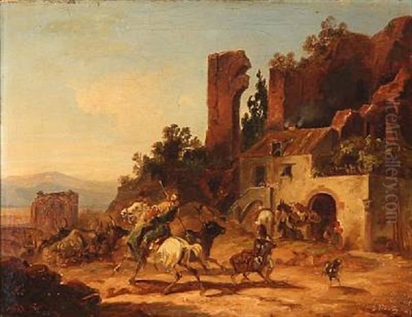 Shepherd Scene Oil Painting by Christian Frederick Carl Holm