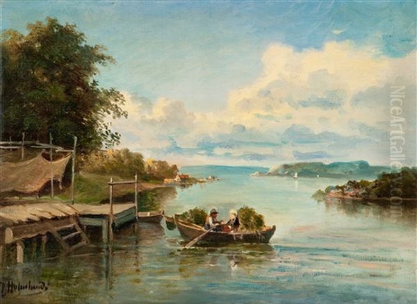 The Home Jetty Oil Painting by Josephina Holmlund