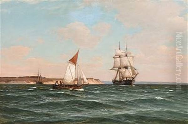 Seascape With Sailing Ships Oil Painting by Laurits Bernhard Holst
