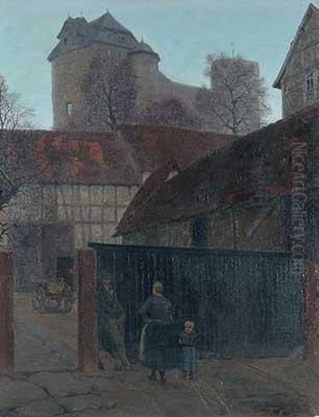 Gehoft Unterhalb Der Burg Kleeberg Oil Painting by Carl Barnas