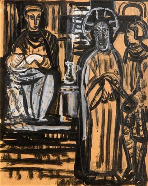 Study For Stained Glass Window At Our Lady's Bower, Athlone Oil Painting by Evie Sydney Hone