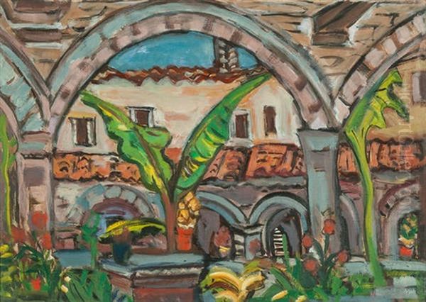 Cloister At The Church Of St. Trophime Arles Oil Painting by Evie Sydney Hone