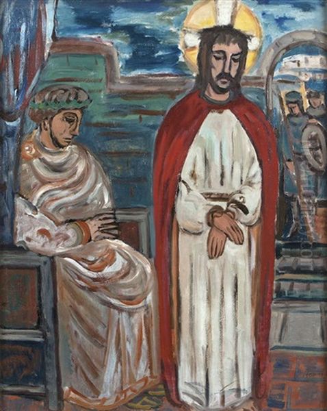 Christ Is Condemned To Death Oil Painting by Evie Sydney Hone