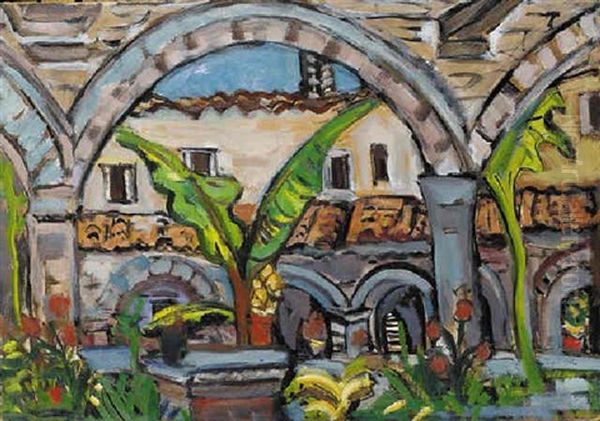 The Cloister At Arles, Southern France Oil Painting by Evie Sydney Hone
